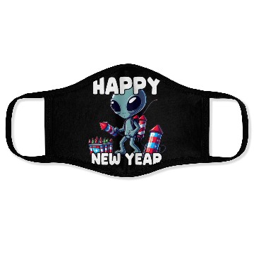 Discover Festive alien with New Year greetings Face Masks