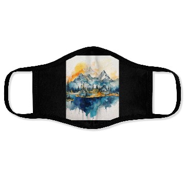 Discover Abstract Watercolor Mountain Face Masks