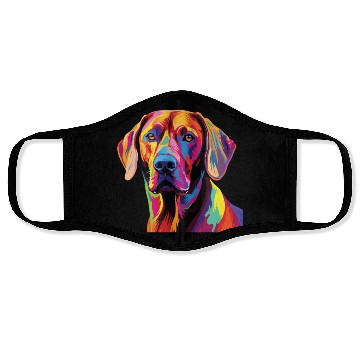 Discover Watercolor Colorful Rhodesian Ridgeback Face Masks