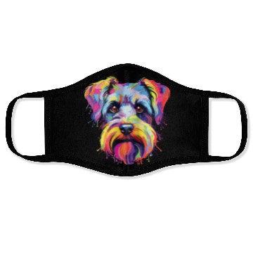 Discover Watercolor Colorful Miniature Schnauzer Face Masks