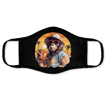 Discover Cool Monkey With Drink Funny Animals Chimpanzee Face Masks