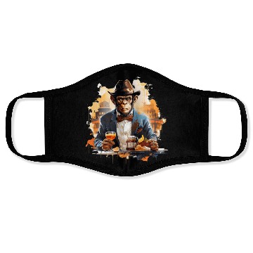 Discover Cool Business Monkey with Drink Chimpanzee Face Masks