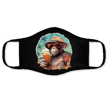Discover Cool Monkey With Drink Funny Animals Chimpanzee Face Masks