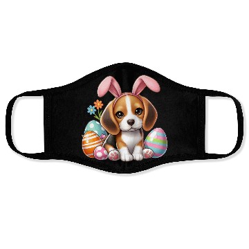 Discover Beagle with bunny ears and easter eggs Face Masks