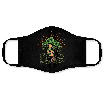 Discover La Calavera Los Muertos Shamrock Saint Patrick's Face Masks