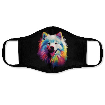 Discover Watercolor Colorful Samoyed Face Masks