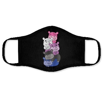 Discover Genderfluid Flag Pride Lgbtq Cute Hippo Face Masks