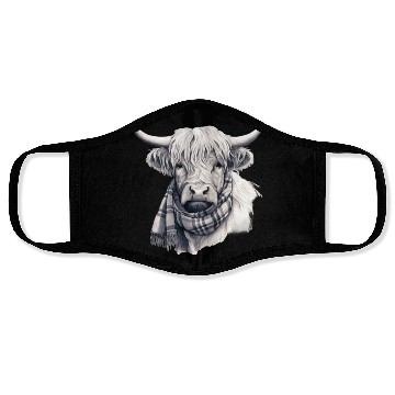 Discover Adorable Highland Cow Wearing a Scarf Face Masks