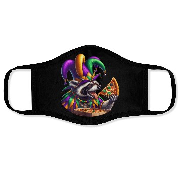 Discover Mardi Gras raccoon with fool's hat Face Masks