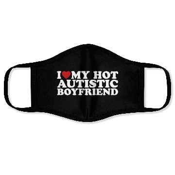 Discover I Love My Hot Autistic Boyfriend BF Autism Heart Face Masks