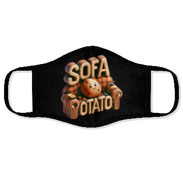 Discover Couch Potato Humor 3D Illustration Face Masks