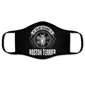 Discover My Heart Belongs To Boston Terrier Dog Face Masks