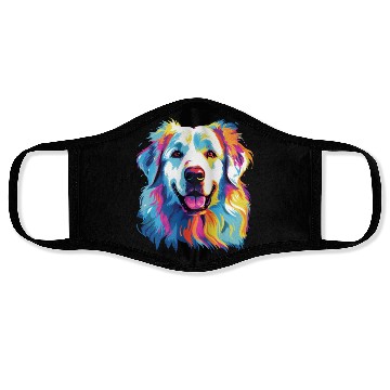 Discover Watercolor Colorful Great Pyrenees Face Masks