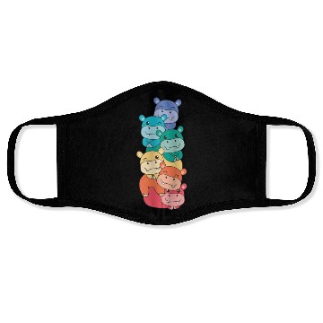 Discover Rainbow Flag Pride Lgbtq Cute Hippo Stack Face Masks