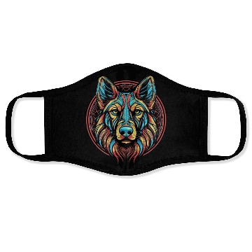 Discover German Shepherd Funny Dog Street Art Comic Pet Face Masks