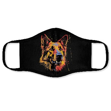 Discover German Shepherd Funny Dog Street Art Comic Pet Face Masks