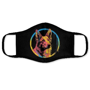 Discover German Shepherd Funny Dog Street Art Comic Pet Face Masks