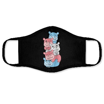 Discover Transgender Flag Pride Lgbtq Cute Hippo Stack Face Masks