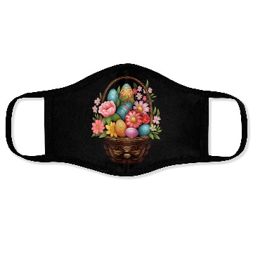 Discover Easter Day Easter Egg Basket Spring Flowers Face Masks