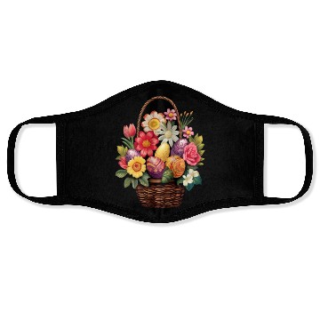 Discover Easter Day Easter Egg Basket Spring Flowers Face Masks
