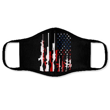 Discover Rifle gun flag Face Masks