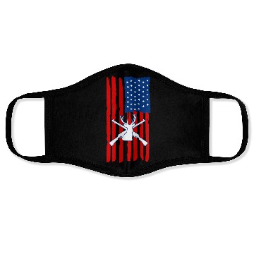 Discover American flag deer hunting Face Masks