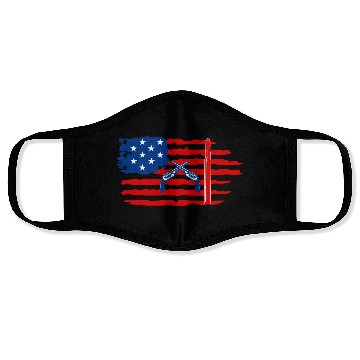 Discover USA flag with gun Face Masks