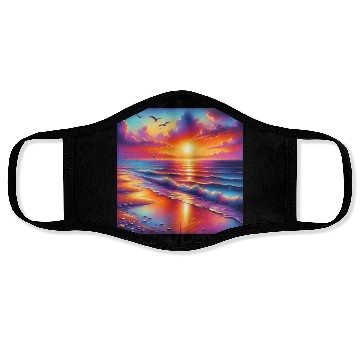 Discover Sunset Serenity: Pastel Beachscape Face Masks