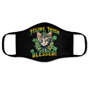 Discover FELINE IRISH BLESSED Feline Kitty Design Face Masks