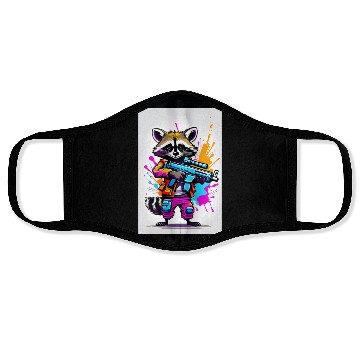 Discover Raccoon with laser gun Face Masks