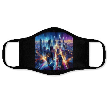 Discover Urban Lights Vibrant Nighttime Cityscape Face Masks