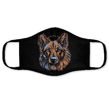 Discover German Shepherd Funny Dog Street Art Comic Pet Face Masks