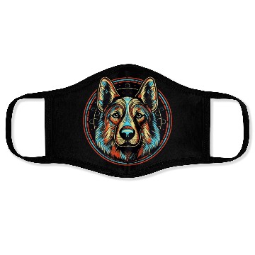 Discover German Shepherd Funny Dog Street Art Comic Pet Face Masks