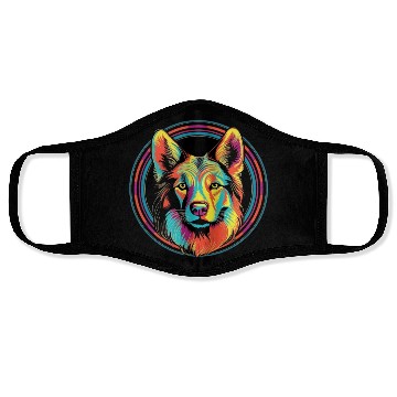 Discover German Shepherd Funny Dog Street Art Comic Pet Face Masks
