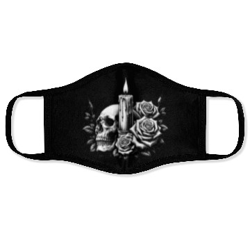 Discover Gothic Skull and Roses Graphic Art Face Masks