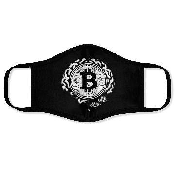 Discover Bitcoin symbol crypto coins brain mindset 4 Face Masks