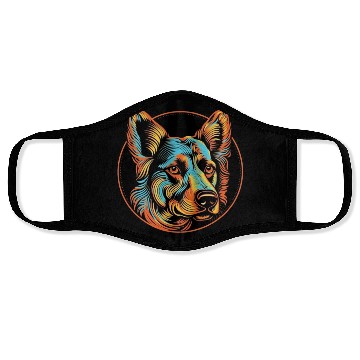 Discover German Shepherd Funny Dog Street Art Comic Pet Face Masks