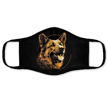 Discover German Shepherd Funny Dog Street Art Comic Pet Face Masks