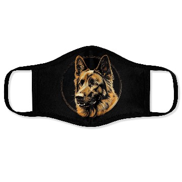 Discover German Shepherd Funny Dog Street Art Comic Pet Face Masks