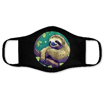 Discover Sleeping Sloth Illustration Face Masks