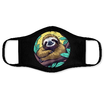Discover Sleeping Sloth Illustration Face Masks