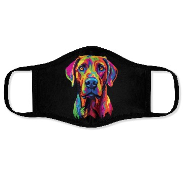 Discover Watercolor Colorful Rhodesian Ridgeback Face Masks