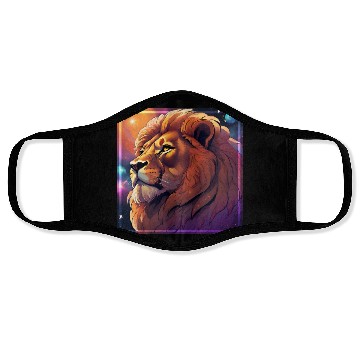 Discover The Majestic Lion with a Cosmic Touch Face Masks