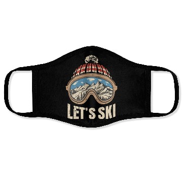 Discover Let's Ski skiing lover Face Masks