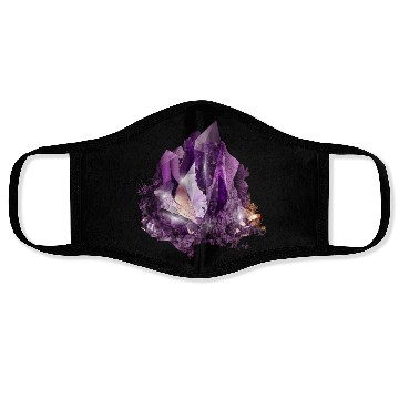 Discover bright purple amethyst crystal motif Face Masks