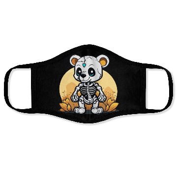 Discover Cute Skeleton Bear Illustration Face Masks