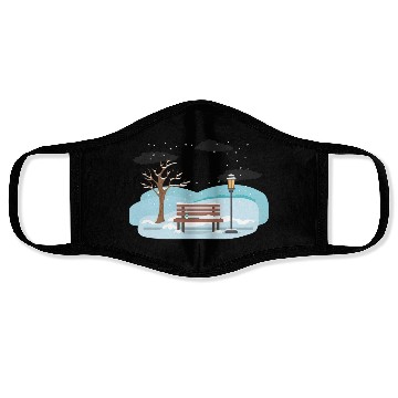 Discover Winter tree scene with spotlight Face Masks