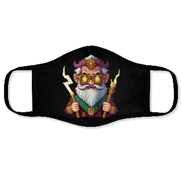 Discover Angry Zeus Pixel Art, Wearing Steampunk Glasses Face Masks