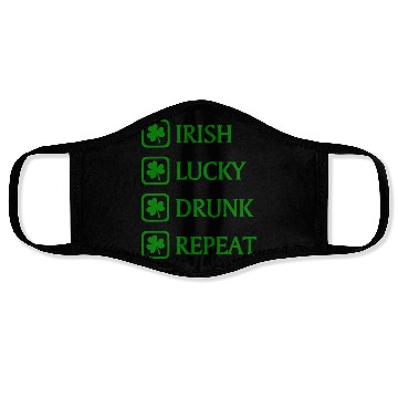 Discover Irish Lucky Drunk Repeat Face Masks