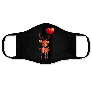 Discover Adorable deer with heart shaped balloon. Face Masks